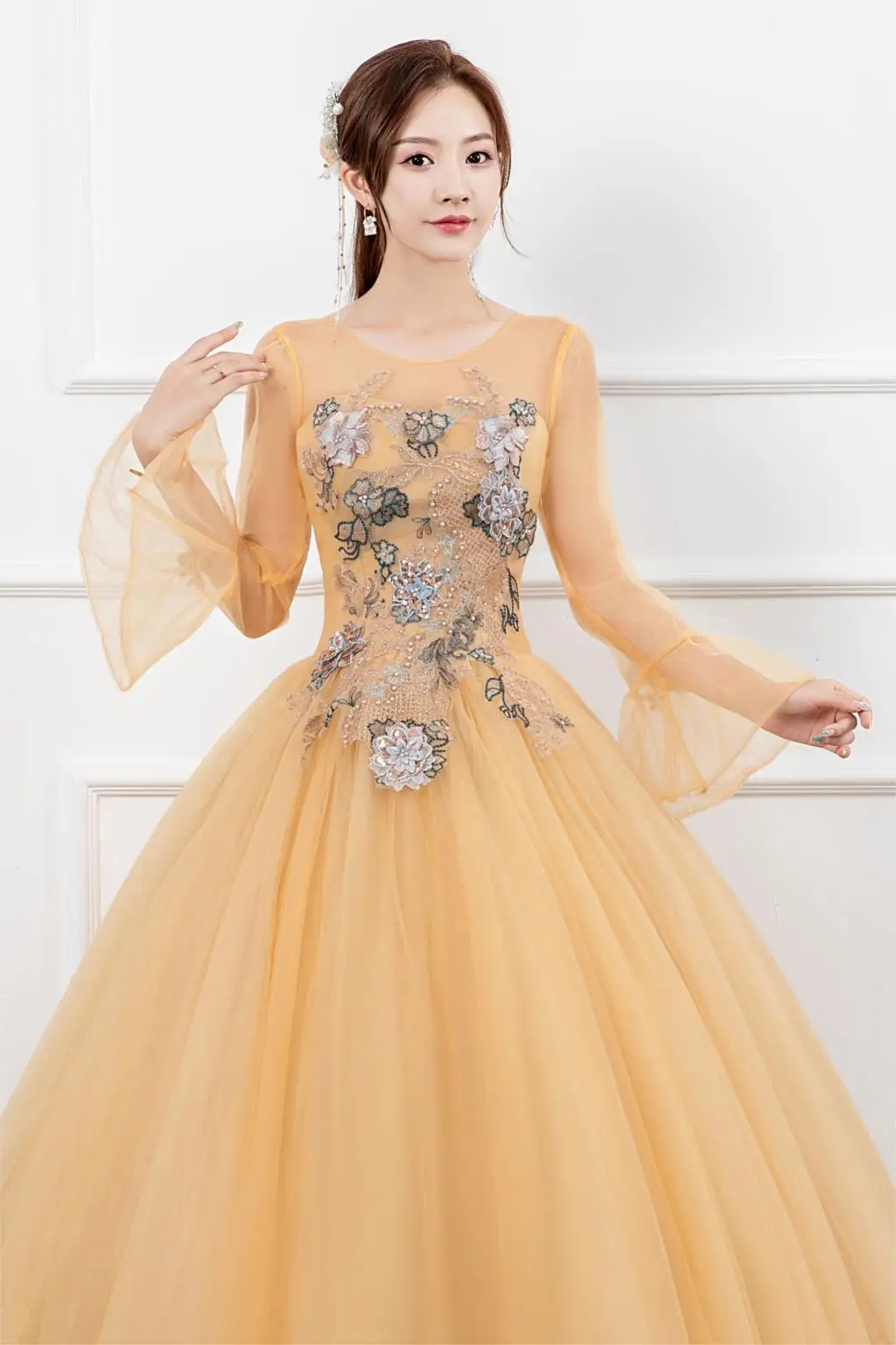 Quinceanera Dresses New The Golden Long Sleeve Lace Vestidos 15 Anos Party Party Prom Quinceanera Gown