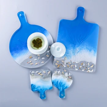 

Strand Dienst Plaat Lade Hars Schimmel Sea Wave Schilderij Art Dienblad Siliconen Mallen Epoxyhars Tray Mallen Ambachtelijke Ger