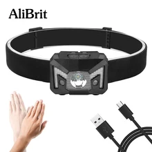 D20 AliBrit мини-фара светодиодная аккумуляторная белая красная пальчиковая индукционный налобный фонарь Головной фонарь для работы