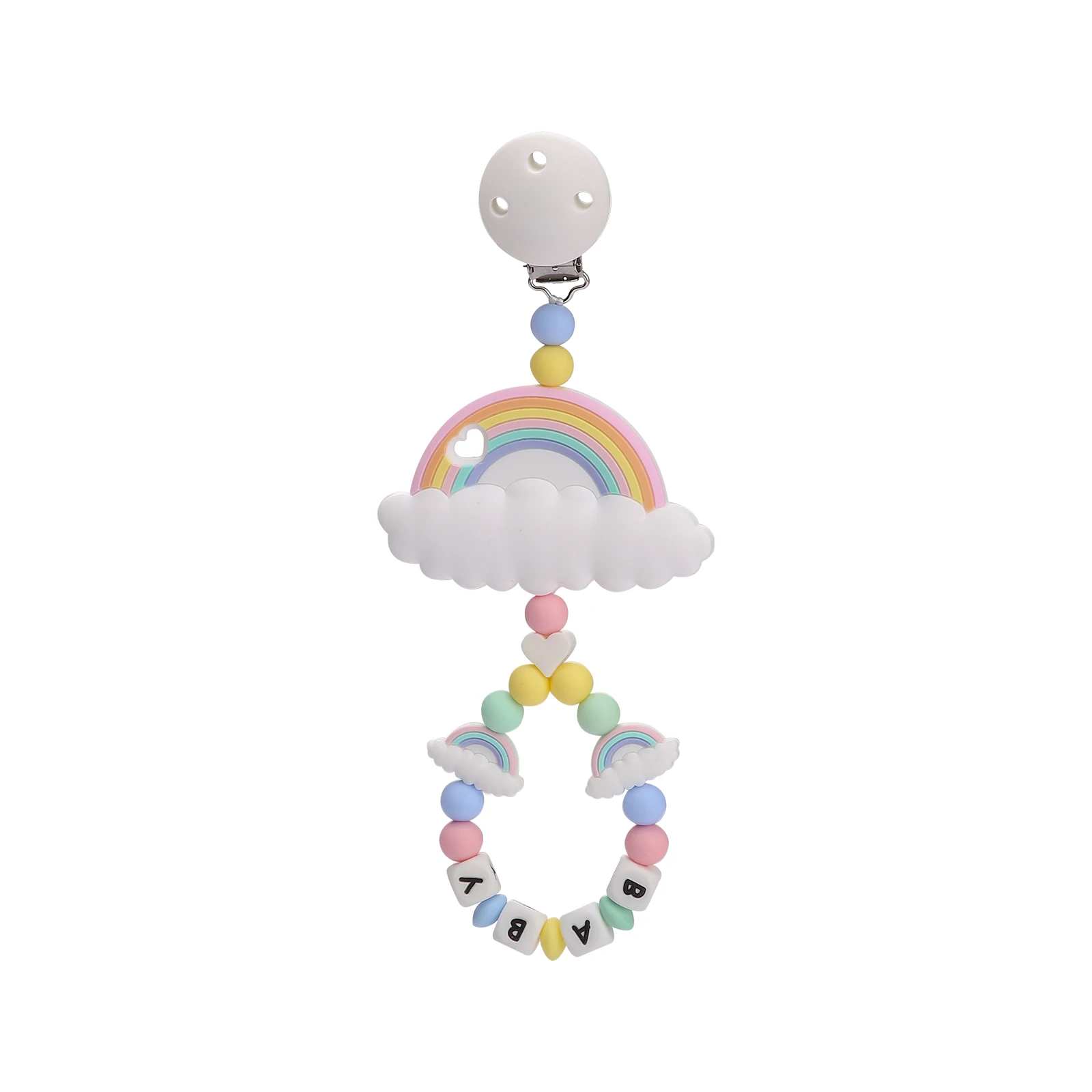 1pcs Bite Baby Silicone Pacifier Chains Rainbow Clouds Cartoon Teething Chain Baby Teether Soother Chew Dummy Clip Nipple Holder