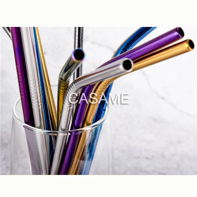 100 шт из нержавеющей стали Питьевая солома оптом многоразовая золотая