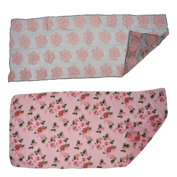 

2 Pcs Fashion Elegant Women Flower Yarn Long Scarf Soft Shawl Gift Pink, 170x70Cm & 180x70Cm