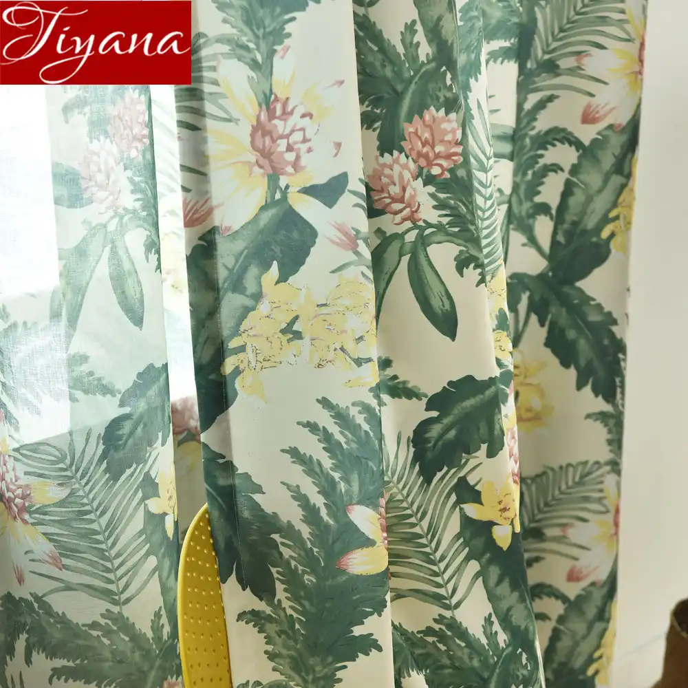 Amerikanischen Land Vorhang Grune Pflanze Floral Gesign Wohnzimmer Sheer Stoffe Fenster Schlafzimmer Jalousien Nach Mass T 420 30 Vorhange Aliexpress