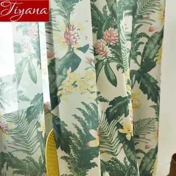 

American country Curtain Green Plant Floral Gesign Living Room Sheer Fabrics Window Bedroom Blinds Custom Made T&420#30