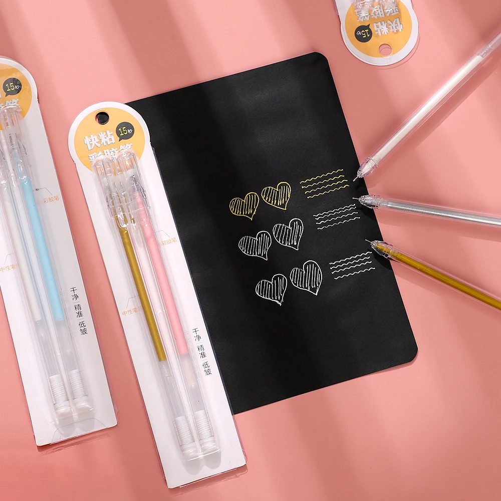 

2pcs/set 0.5mm Color Quick-Stick Glue Pen Marker Pen Hand-painting Art Pen Cute Creativity Stationery School Supplies Kawaii