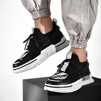 

Autumn Sneakers Men Platform Shoes Mesh Comfortable Quality High Top Shoes Man New Casual Black Breathable Trainers Scarpe