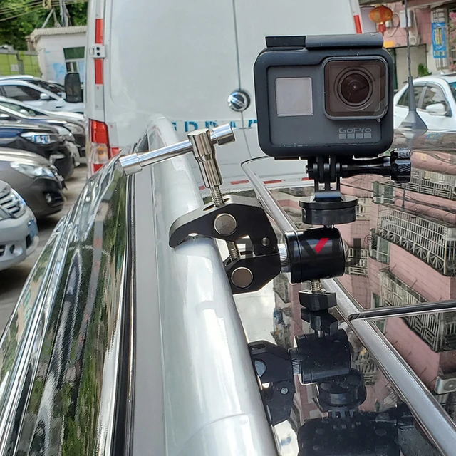 Supporto Manubrio Moto/Bici Con Asta Carbonio | Per GoPro E Insta360 - Regolabile 360° - Foto 5