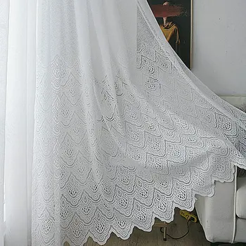 

White Hollow Geometry Modern Minimalist Curtains Drape Panel Sheer Tulle For Living Room Kitchen Bedroom