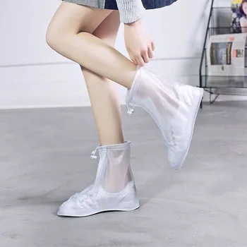 

2 Pairs Waterproof Protector Shoes Boot Cover Unisex Zipper Rain Shoe Covers Plus Size High-Top Anti-Slip Rain Shoes Cases