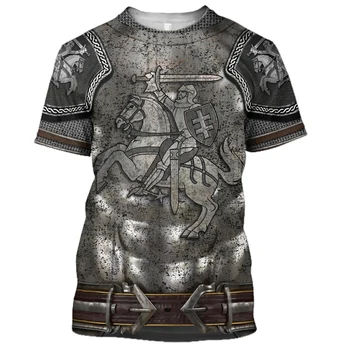 

Drop shipping 3D Printed Knight Medieval Armor Men t shirt Knights Templar Harajuku Fashion Tee shirt summer Casual Unisex tees