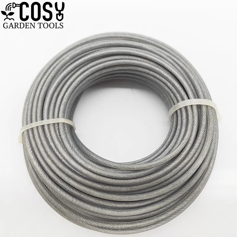 Recortadora de 2,0/2,4/2,7/3,0mm, cable de cuerda de nailon de acero, desbrozadora, rodillo redondo largo, alambre de repuesto de hierba, aproximadamente 15m