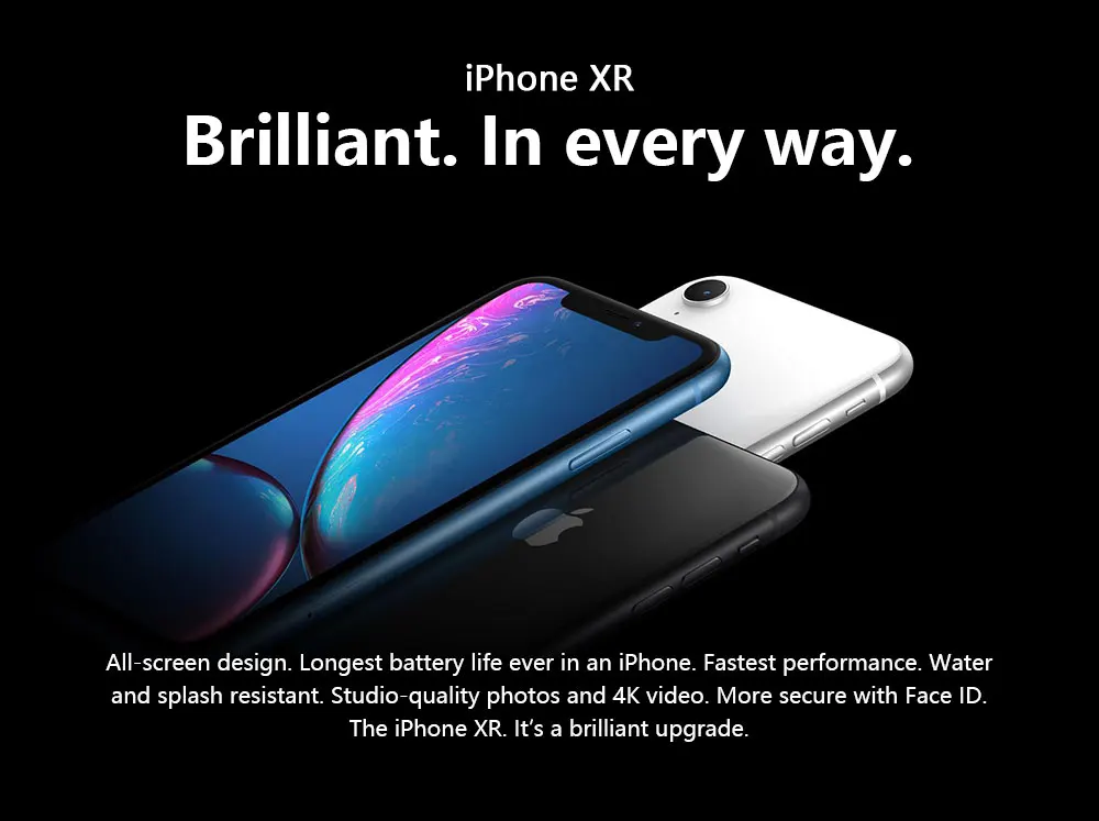 Genuine Apple iPhone XR 6.1" RAM 3GB ROM 64GB/128GB/256GB A12 Bionic Hexa Core IOS Fingerprint NFC Original 4G LTE Cell Phone