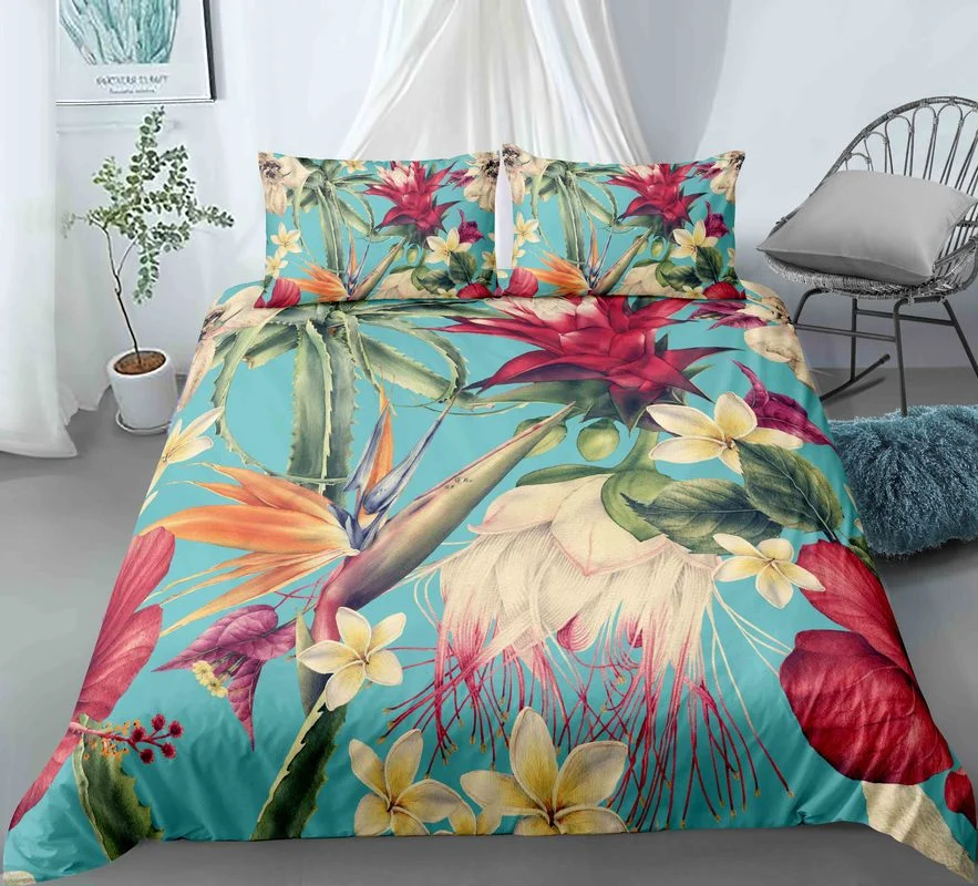 Flor 3d impresso conjunto de cama rei