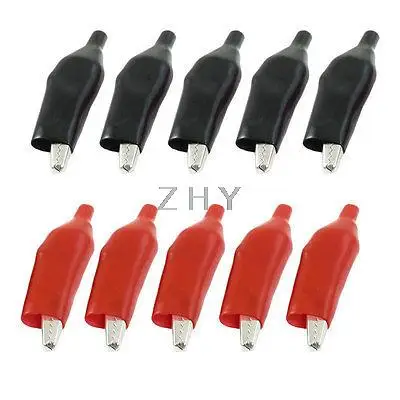 

10 Pcs Red Black Insulated Alligator Clips Test Lead Crocodile Clamps 1.4