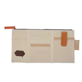 

Car Sun Visor Point Pocket Pouch Documents Organizer Pouch Hanging Bags Accessories CD Card Beige Stowing Tidying