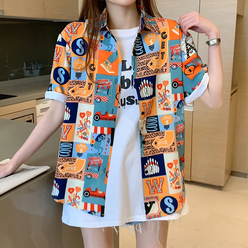 Oversize Blouse Women New 2020 Summer Tops Shirt Womens Tops and Blouses Short Sleeve Printted Plus Size Funny Tee Shirt Femme