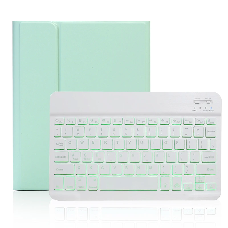 green white white Palegoldenrod Backlit Keyboard Case for iPad 10 2 2019 7 7th 8th Generation with Pen Slot A2197