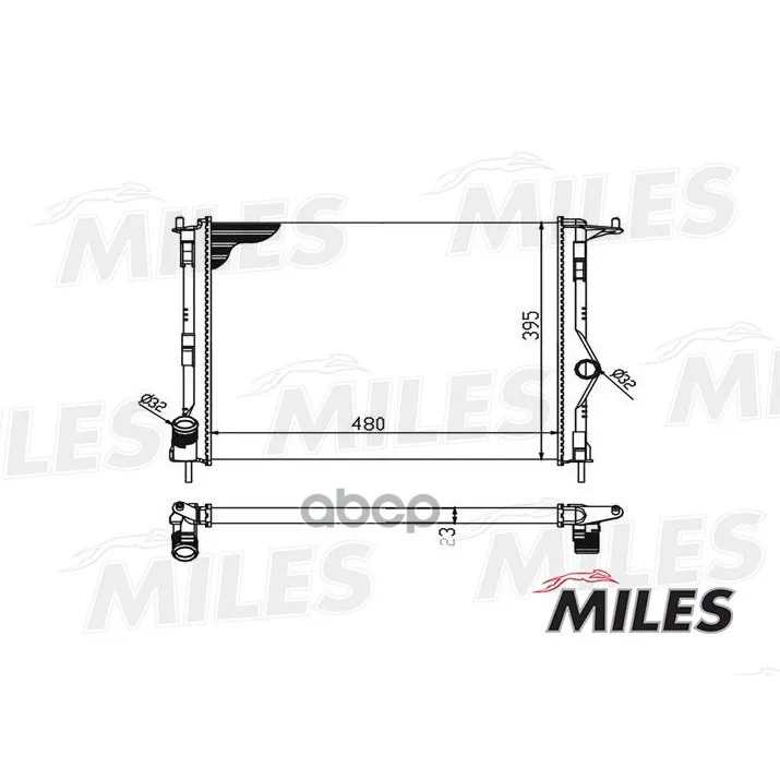 Радиатор Renault Duster/Logan/Sandero/ Lada Largus 1.2-1.6/1.5d-A/C 09- Miles Acrm004 Miles арт. ACRM004