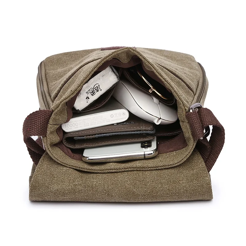 Crossbody Bags for Men Canvas Shoulder Bag Vertical Retro Messenger Pouch Sac A Main College Small Torebka Mini Torebki