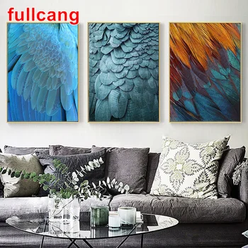 

Colored feathers Diy Diamond Painting Cross Stitch Triptych Full Square Round Diamond Embroidery Sale Animals home decor JX1248