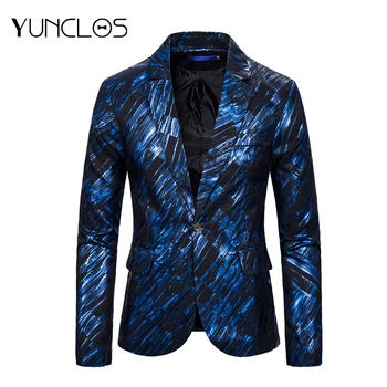 

New Men Blazer Wedding & Party Jackets Suit Men's One Button &Hot stamping Flower printed Leisure For Men Singer Stages