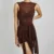 Brown Ribbons Mesh See Through Bodycon Party Dresses Women Sexy Clubwear Mini Dress Solid Sleeveless Basic Female платье Outfits 8