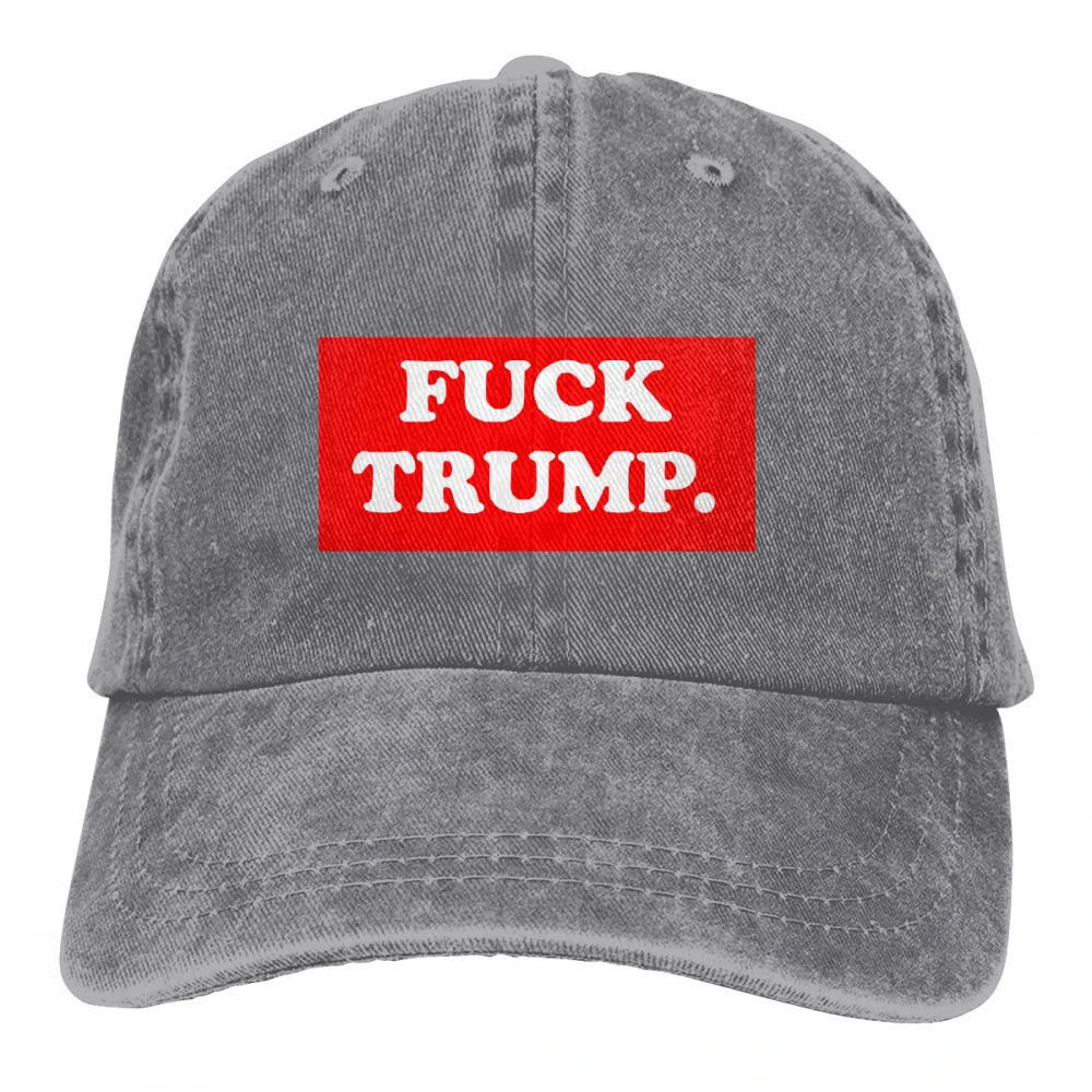 Fxxk Trump Casquette черные унисекс Мужские Женские джинсовые бейсболка с ремешком кепки регулируемые Гольф папа шляпа