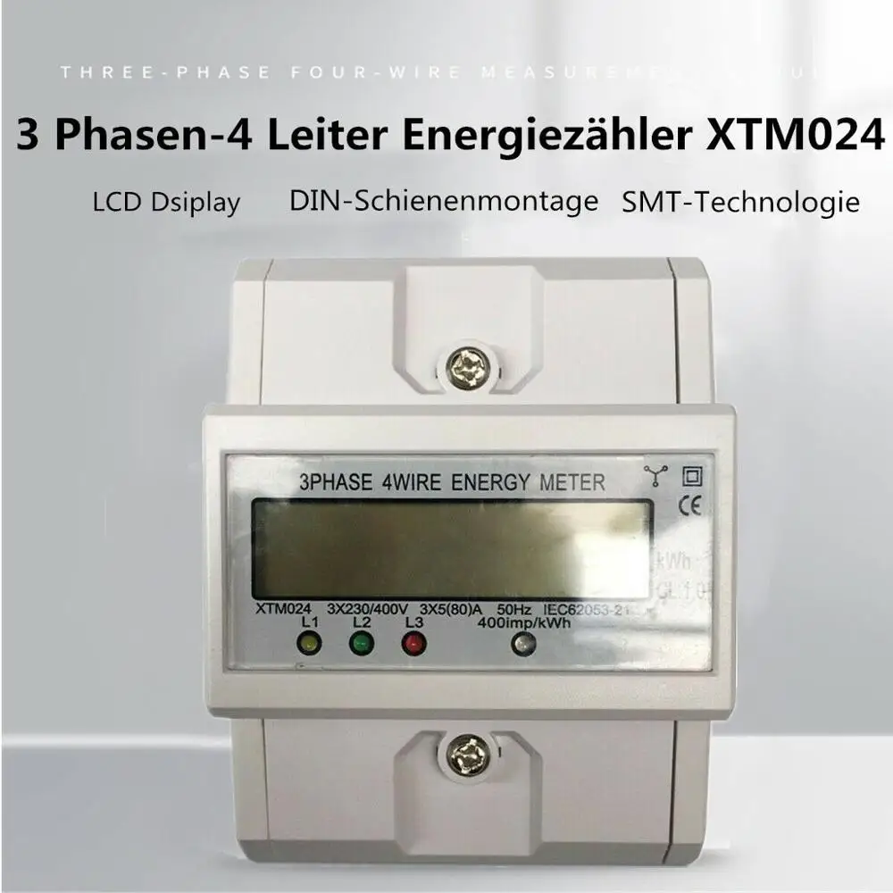 L-home Digitaler Stromzähler 3-Phasen 100A - MID Geeicht Für DIN Hutschiene