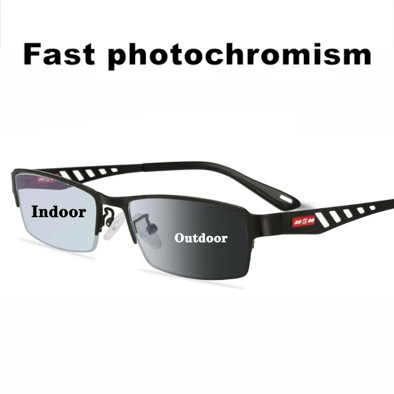 Transition Photochromic Reading Glasses Men Uv400 Sun Metal Frame Optical Lens Change Color Presbyopic Eyeglasses Diopter 1.0+4 - Reading Glasses - AliExpress
