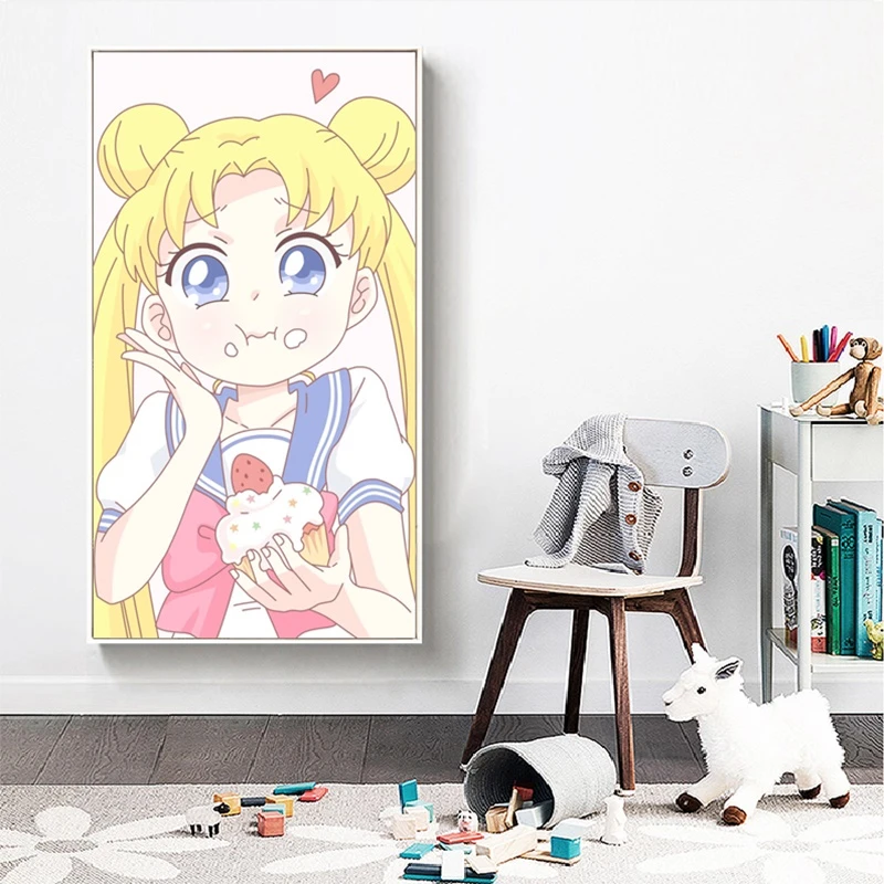 Anime Cartoon Figure Yellow-Haired Beautiful Girl Poster Home Decoration Painting Hd Print Picture Canvas for Living Room