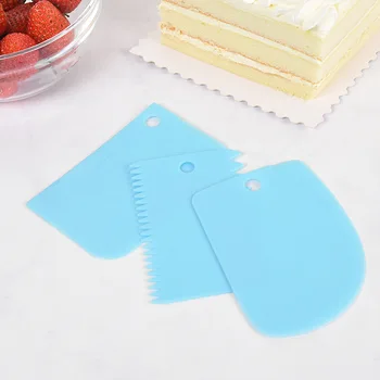 

Plastic Arc Serrated Cake Cream Scraper 3-piece Set Pp Scraper Cutting Blade Scraper