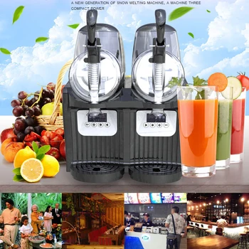 

110v 220v 300W Snow melting machine mini double tank slush machine Cold Drink Maker Smoothies Granita Machine Sand ice machine