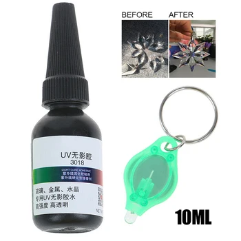 

10ml UV Glue Curing Adhesive Transparent Low Odor Gule for Crystal Glass Mosaic Crafts Bonding Repairing Liquid With Lamp