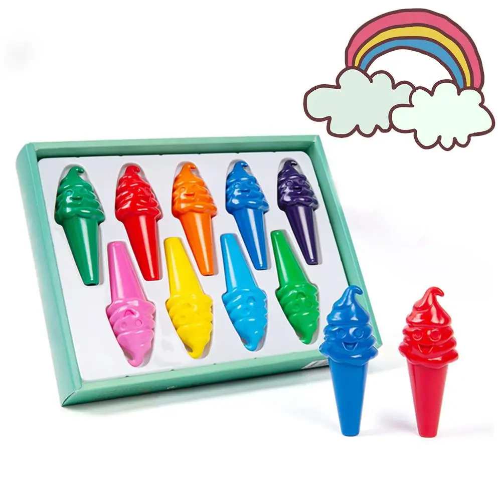 

Kids Children's Finger Crayons 9 Colors Crayons Set Washable Coloring Finger Paint Ice Cream shape Crayon Toys for Children