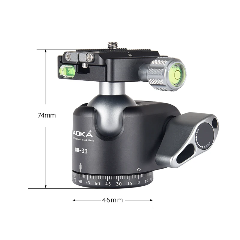 AOKA BH33 Professional loading 18kgs low gravity panoramic camera tripod ball head