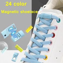 1pair  Elastic shoelaces Magnetic metal lock Quick wear in 1 second No tie shoelace Flat Suitable for all shoes Lazy laces