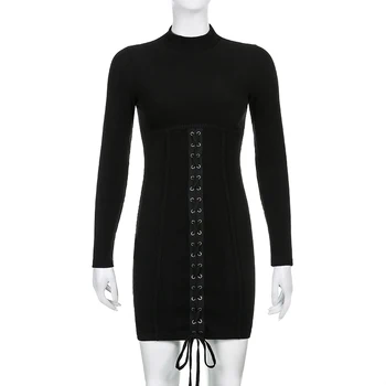 String Slim Black Dress 5