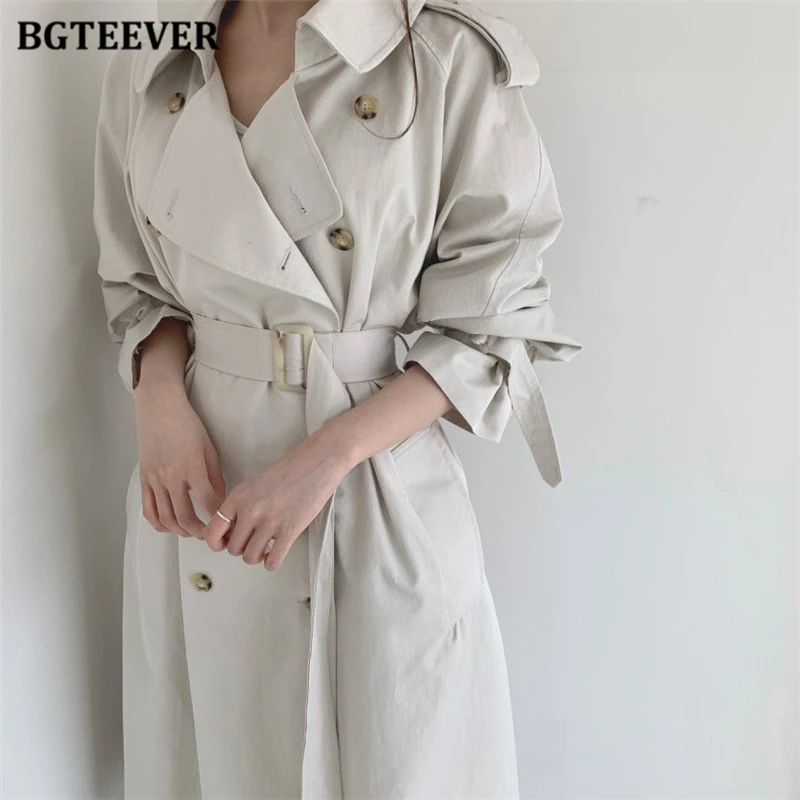 Bgteever moda oversized longo trench coats 2021