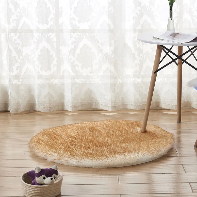 Пушистый скандинавский круглый ковер ковры для современной гостиной мех мохнатый сплошной цвет INS стиль подвесная корзина ковер для девочек - Цвет: 2
