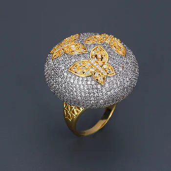 

Spherical Big Rings New Multi Colorful Cubic ZirconiaTrendy Butterfly shaped Jewelry Top Quality Beautiful Large Ring for Women