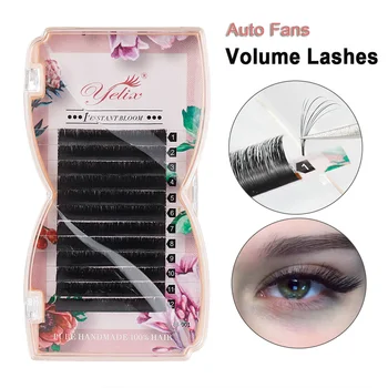 Yelix Easy Fan Volume Lashes Auto Bloom Individual Eyelash Extension Faux Mink  Eyelashes Thick Natural Camellia False Eyelashes 1