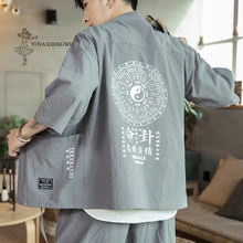 Gli uomini Giapponese di Stampa Kimono Yukata Cappotto Samurai Stile Harajuku Giappone Haori Maschio Cardigan Asiatico Cinese Tradizionale Costume Nuovo