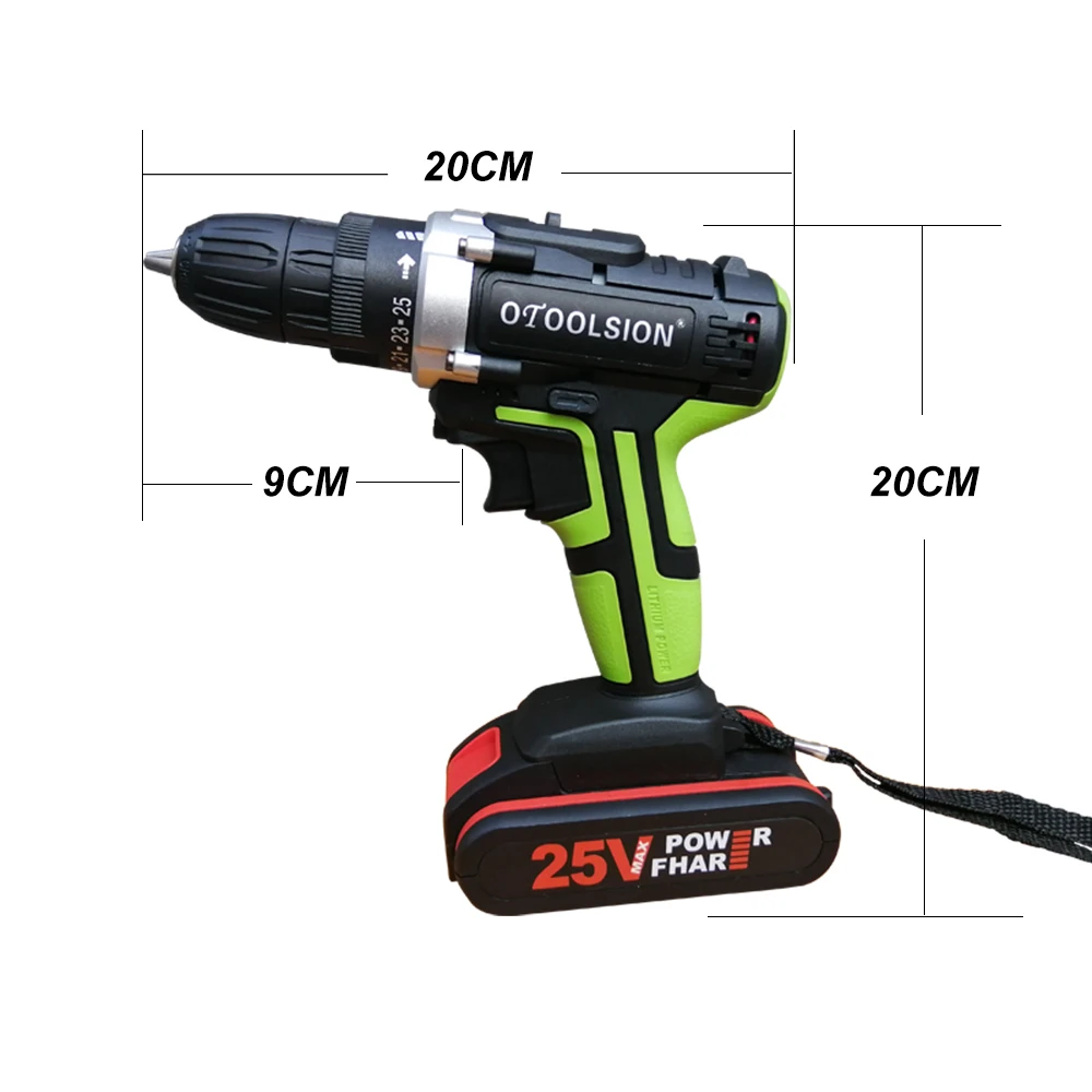 25+1 Torque 25V Electric Drill Cordless Drill Power Tools Drill Electric Hand Drill Cordless Electric Screwdriver +Tool Box (9)