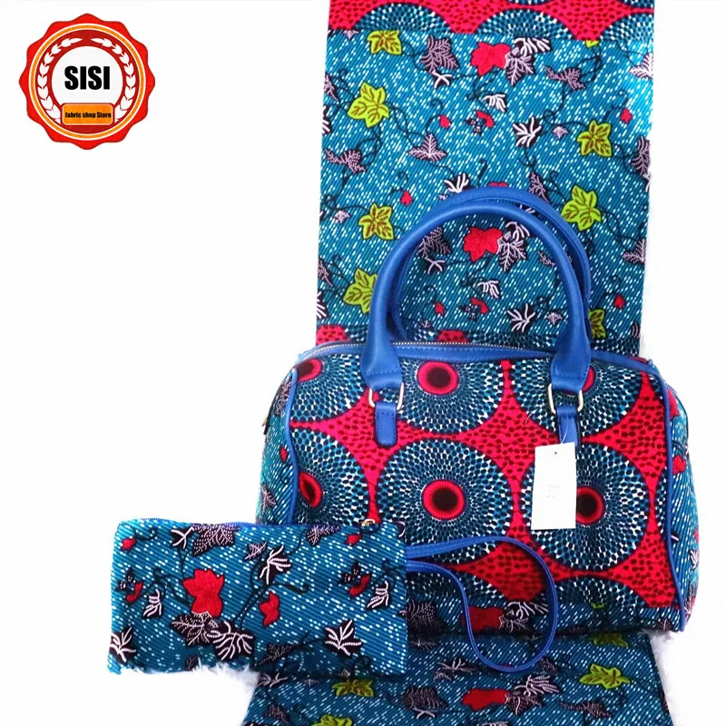 SISI африканская сумка на плечо 3 шт./компл. соответствующие 6 ярдов африканская расписаная восковая ткань набивной ситец высшего качества, высокое качество женская для вечерние