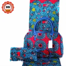 SISI африканская сумка на плечо 3 шт./компл. соответствующие 6 ярдов африканская расписаная восковая ткань набивной ситец высшего качества, высокое качество женская для вечерние