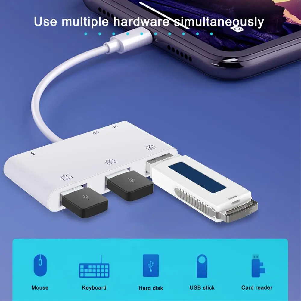 

Sindvor OTG USB Camera adapter 6 in 1 for lightning to micro SD TF card reader kit for iphone ipad for apple ios 13 converter