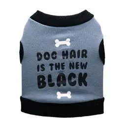 Осенне-зимний костюм для домашних животных бархатная футболка для собак с интересным словом жилет без рукавов Одежда для домашних собак