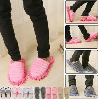 

1 Pair Multifunctional Fiber Slipper Shoe Covers Clean Slippers Lazy Drag Shoe Mop Caps Household Tools Washable Cleaning Shoes