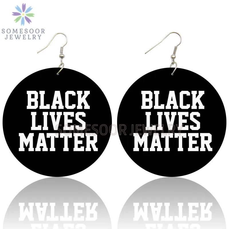 SOMESOOR # Black Lives Matters деревянные серьги капли с принтом для женщин