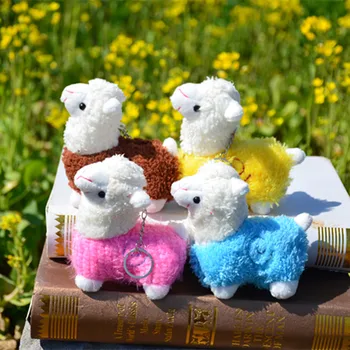 

Cartoon Colorful Alpaca Keychains Mud Horse Key Chain Soft Doll Stuffed Plush Animal Toy bag pendant toys keyring for gift 2020